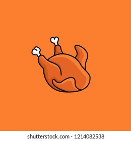Roasted chicken icon in flat style