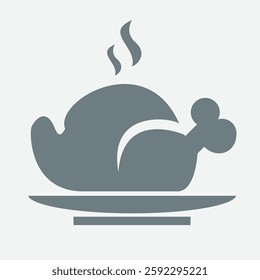 Roasted chicken icon, food, delicious, meal, dinner, savory, cooked symbol.
