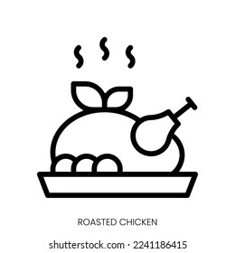 roasted chicken icon. Line Art Style Design Isolated On White Background