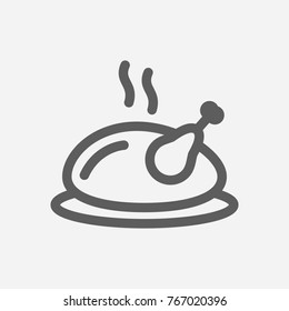 Roasted chicken icon line symbol. Isolated vector illustration of grilled sign roasted chicken icon concept for your web site mobile app logo UI design.