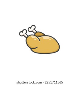 Roasted Chicken Icon. Roasted Chicken Logo. Vector Illustration. Isolated on White Background. Editable Stroke
