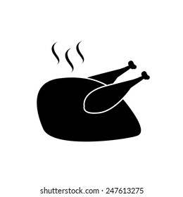 Roasted chicken icon on white background, vector illustration