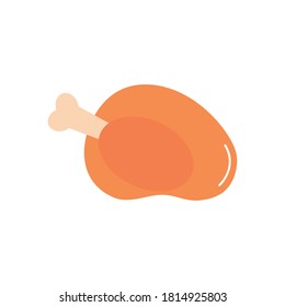 roasted chicken icon over white background, flat style, vector illustration