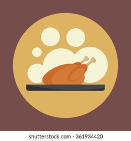 Roasted chicken icon. Simple flat vector illustration, EPS 10.