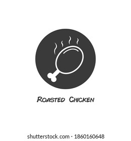 Roasted chicken icon vector in black and white good for icon or sticker 