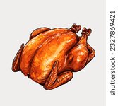 Roasted chicken illustration vector. EPS 10