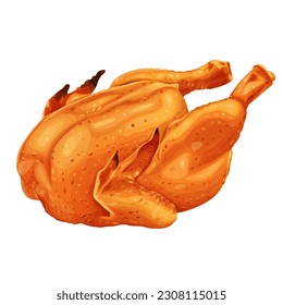 pollo asado aislado de fondo blanco.Vector eps 10