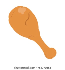 Roasted chicken isolated on white background, Vector illustration