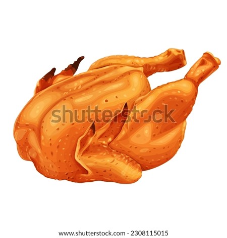 roasted chicken isolated on white background.Vector eps 10