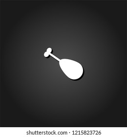 Roasted chicken leg icon flat. Simple White pictogram on black background with shadow. Vector illustration symbol