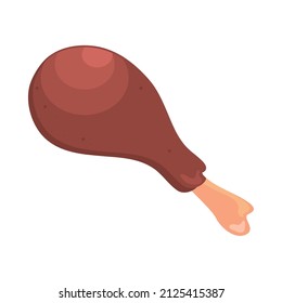 roasted chicken leg icon flat
