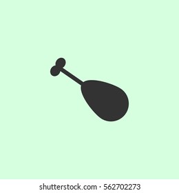 Roasted chicken leg icon flat. Grey vector symbol on green background