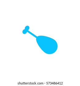 Roasted chicken leg icon flat. Blue pictogram on white background. Vector illustration symbol