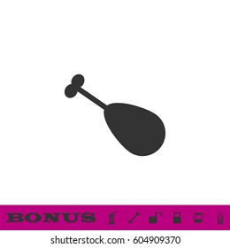 Roasted chicken leg icon flat. Black pictogram on white background. Vector illustration symbol and bonus button