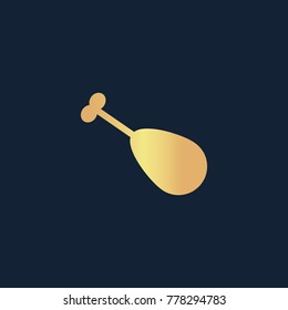 Roasted chicken leg icon flat. Simple gold pictogram on dark background. Vector illustration symbol