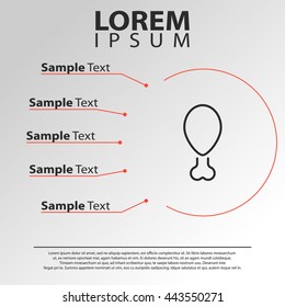 roasted chicken leg line icon. roasted chicken leg infographics template