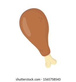 roasted chicken leg on white background vector illustration