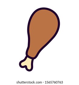 roasted chicken leg on white background vector illustration