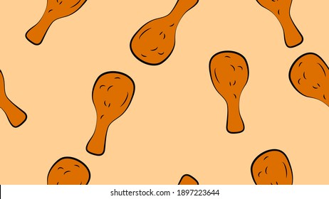 Roasted Chicken Leg pattern seamless. Food background. Children cloth pattern