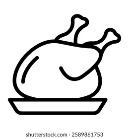 Roasted Chicken Line Icon Design For Personal And Commercial Use