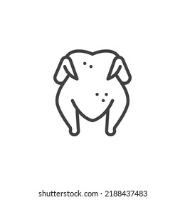 Roasted chicken line icon. linear style sign for mobile concept and web design. Turkey, chicken outline vector icon. Symbol, logo illustration. Vector graphics