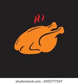 roasted chicken logo, hen flame hot symbol vector icon illustration, modern gradient logo , fast food restaurant app icon