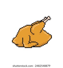 roasted chicken meat pixel art