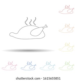 Roasted chicken in multi color style icon. Simple thin line, outline vector of resturant icons for ui and ux, website or mobile application