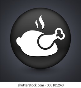 Roasted Chicken on Black Round Button
