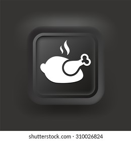 Roasted Chicken on Black Square Button