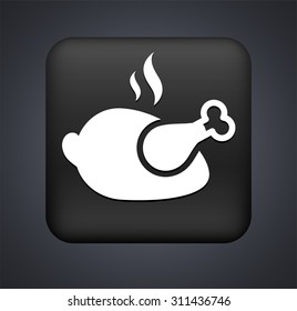 Roasted Chicken on Black Square Button