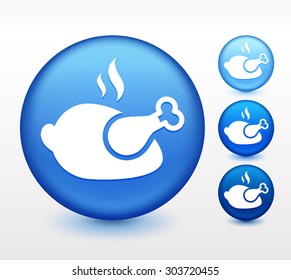 Roasted Chicken on Blue Round Button
