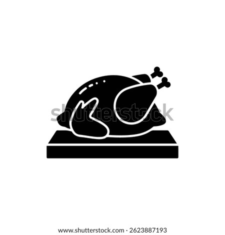 Roasted Chicken on Cutting Board - Black Icon