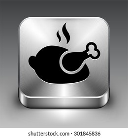 Roasted Chicken on Silver Square Button