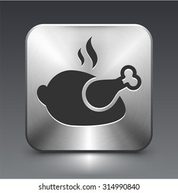 Roasted Chicken on Silver Square Button