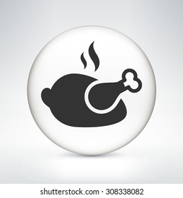 Roasted Chicken on White Round Button