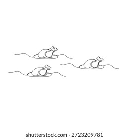 Frango assado uma arte de linha ilustração comida minimalista