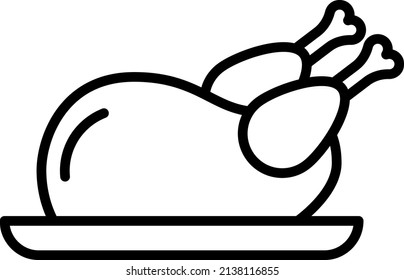 Roasted Chicken Outline Food Icon 