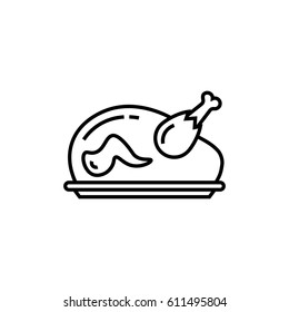 Roasted chicken outline icon