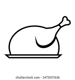 Roasted chicken outline icon logo isolated on white background