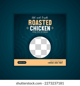 Roasted Chicken social media post template design and food banner template