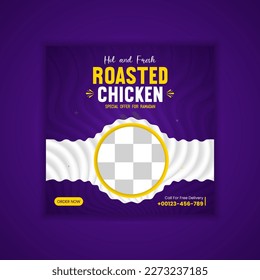 Roasted Chicken social media post template design and food banner template