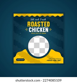 Roasted Chicken social media post template design and food banner template 