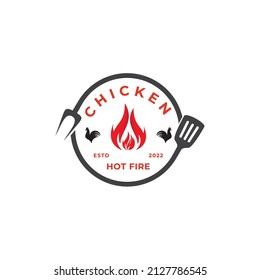 Roasted chicken steak restaurant logo design inspiration template