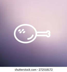 Roasted chicken thigh icon thin line for web and mobile, modern minimalistic flat design. Vector white icon on gradient mesh background.
