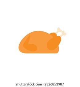 roasted chicken or turkey flat design vector illustration. grilled chicken icon