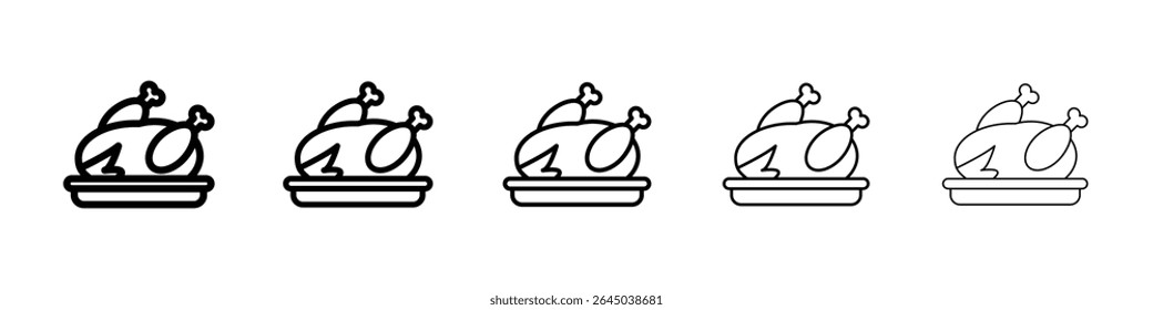 Icono de pavo de pollo asado lleno de concepto de signo plano para el Diseño web.
