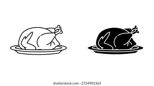 Projeto gráfico de ícone de peru de frango assado. Ilustrações de ícone de vetor