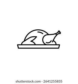 Roasted chicken turkey icon outline set sign