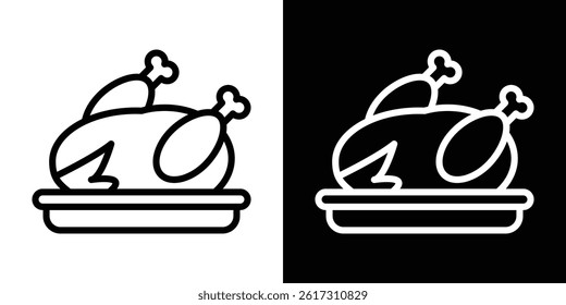 Roasted chicken turkey icon vector for web and mobile app. Symbol isolated.